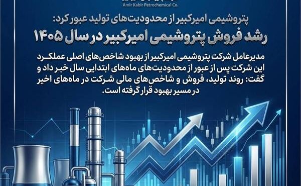 پتروشیمی امیرکبیر از محدودیت‌های تولید عبور کرد: رشد فروش پتروشیمی امیرکبیر در سال ۱۴۰۵